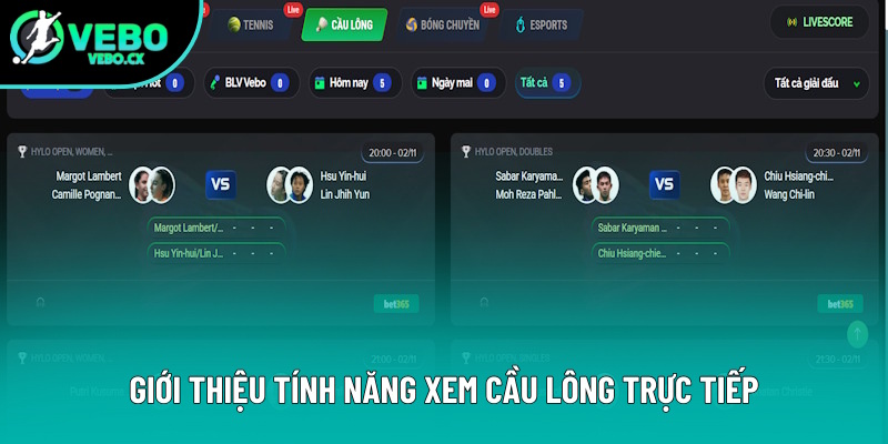 Giới thiệu tính năng xem cầu lông trực tiếp Giới thiệu tính năng xem cầu lông trực tiếp